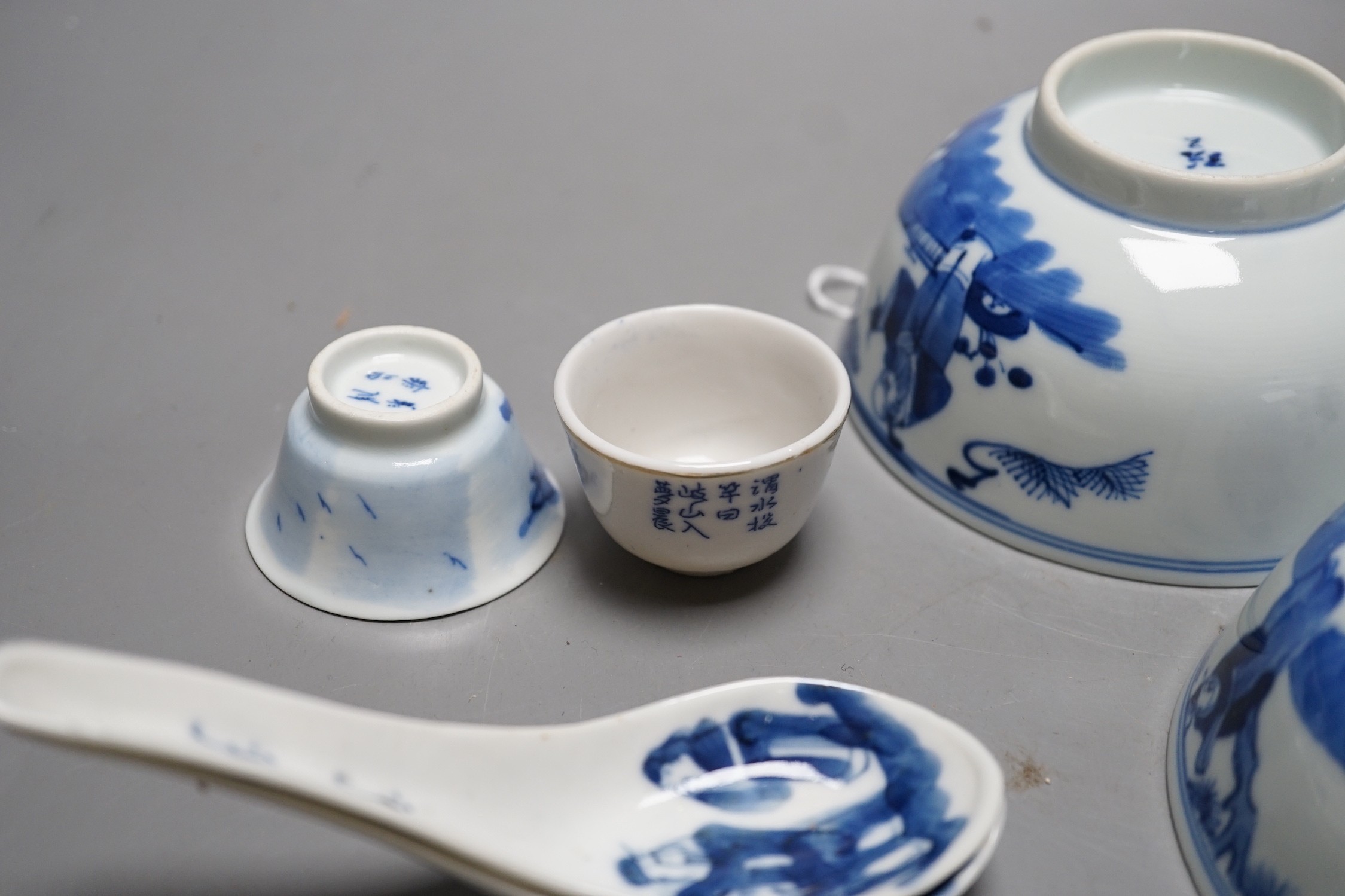 A Chinese blue and white part set, late 19th century